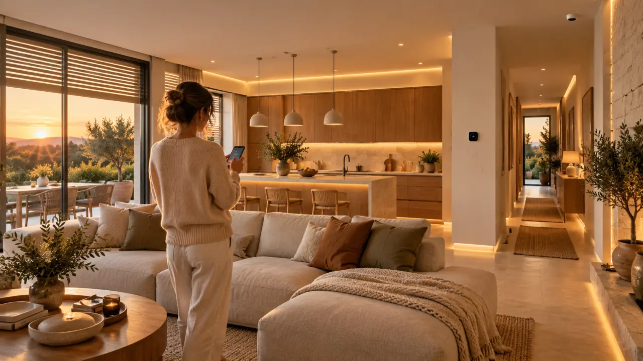 Intérieur contemporain équipé d'une domotique discrète et chaleureuse