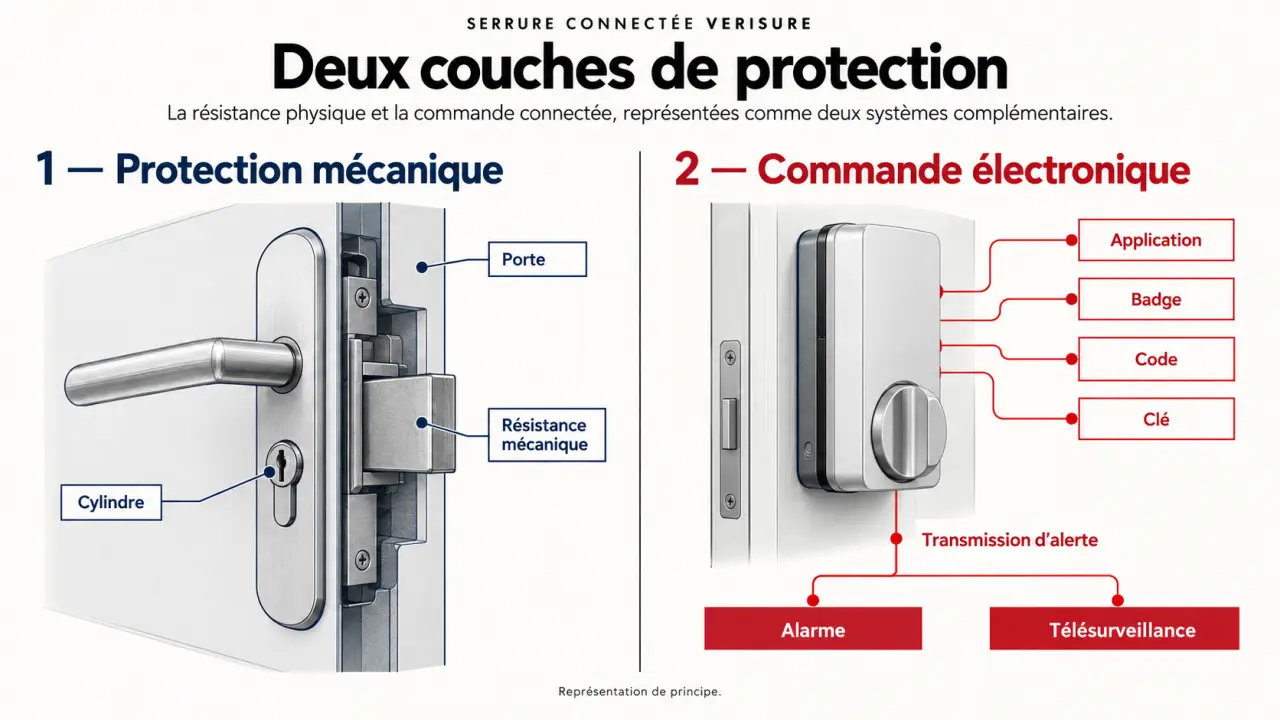 Serrure connectée Verisure : résistance mécanique, modes d'ouverture et télésurveillance