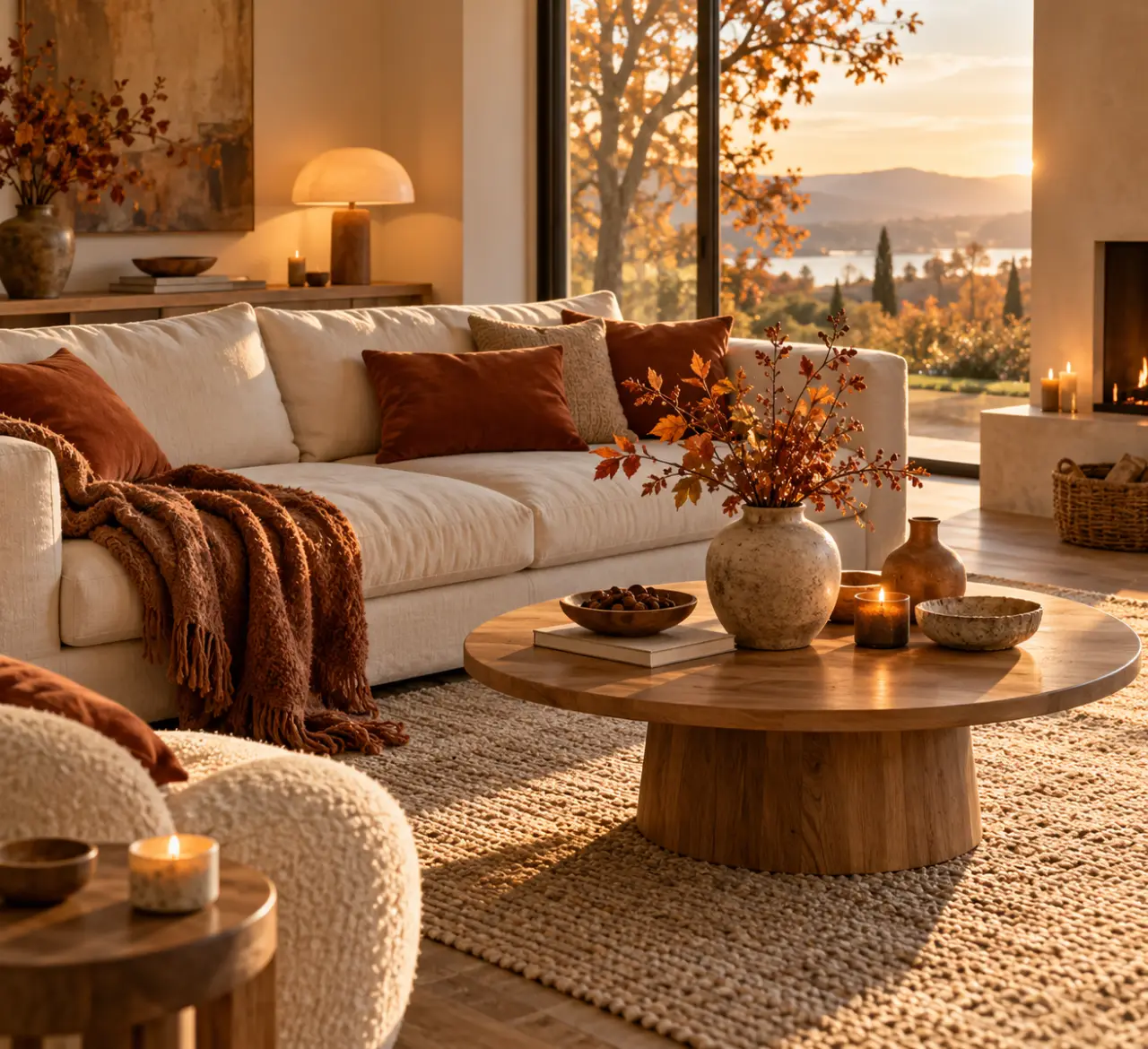 Décoration d’automne : des matières douces et des lumières chaudes, sans surcharger