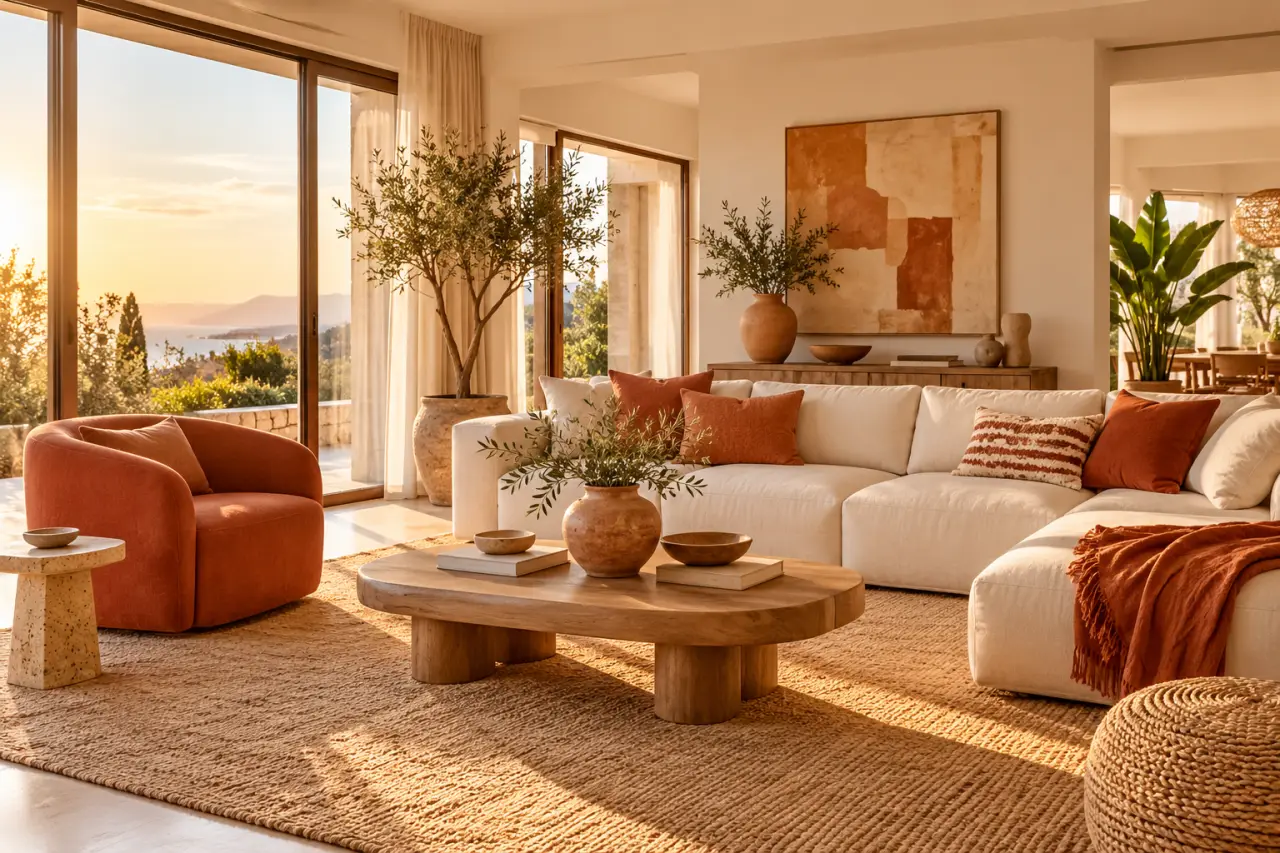 Décoration terracotta dans le salon : dosez la couleur pour garder une pièce lumineuse